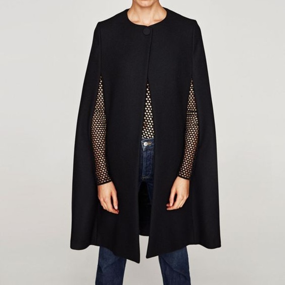 black cape jacket zara